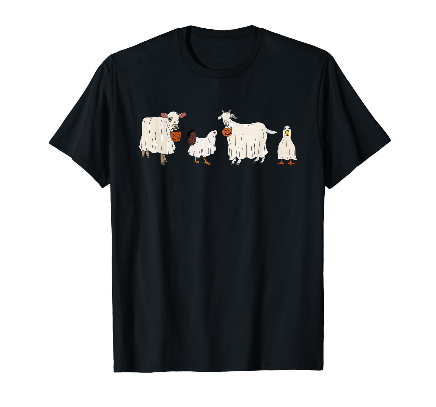 Funny Ghost Cow Halloween Farm Animals Pumpkin Spooky Season T-Shirt