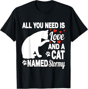 Personalized Cat Name Stormy Cute Kitten Pet Lover T-Shirt for Men Women Kids