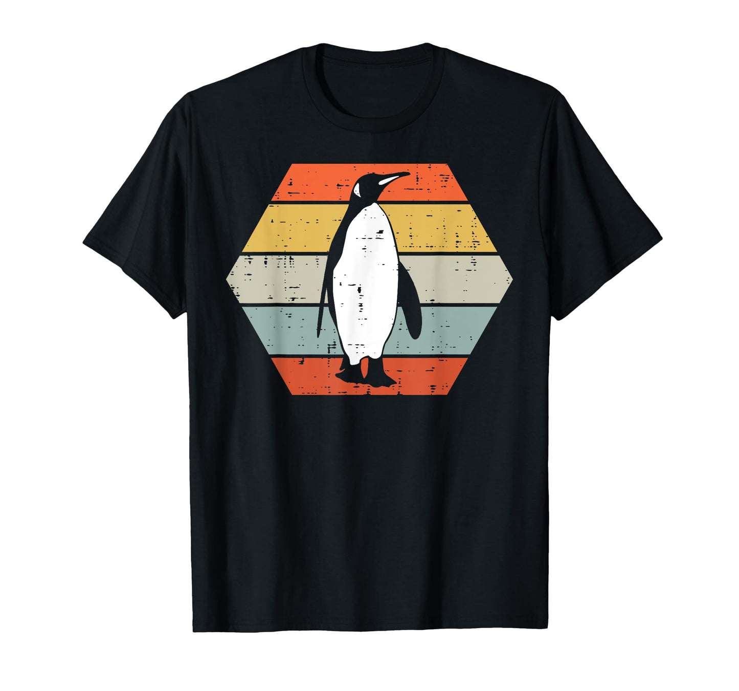 Penguin Sunset Hexagon Retro Animal Lover Women Men Kids T-Shirt