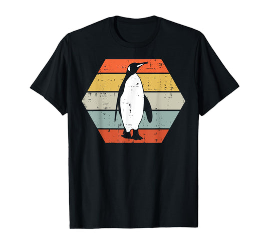Penguin Sunset Hexagon Retro Animal Lover Women Men Kids T-Shirt