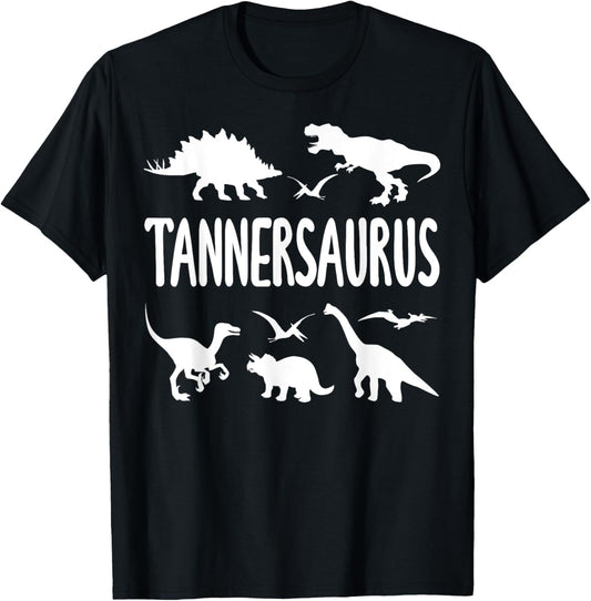 Dinosaur T Rex Dino Tanner Tannersaurus Boys Name T-Shirt