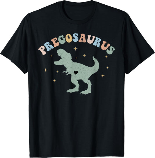 Retro Pregosaurus Pregnant Dinosaur Pregnancy Announcement T-Shirt