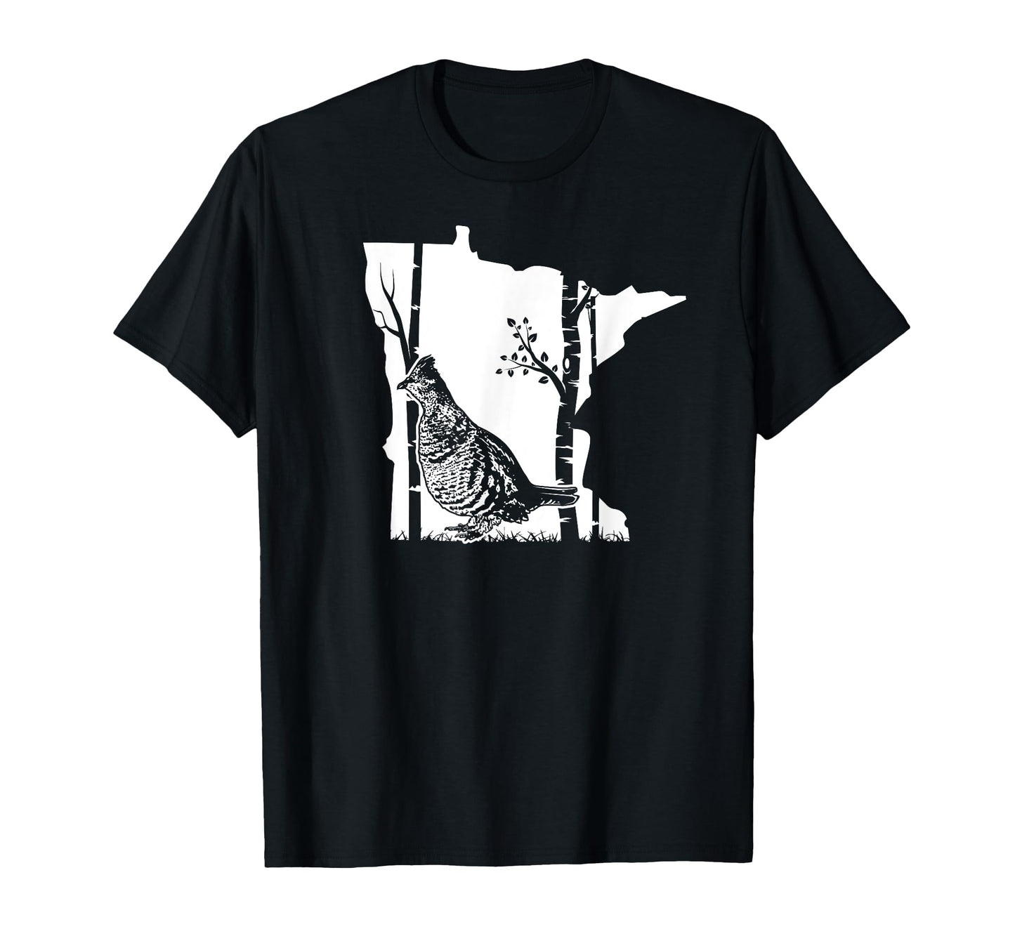 Hunting Partridge Grouse- Minnesota map Bird Hunter T-Shirt