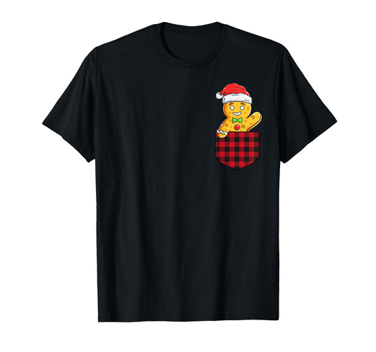 Gingerbread Man In Pocket Funny Christmas Cookie Baker Xmas T-Shirt