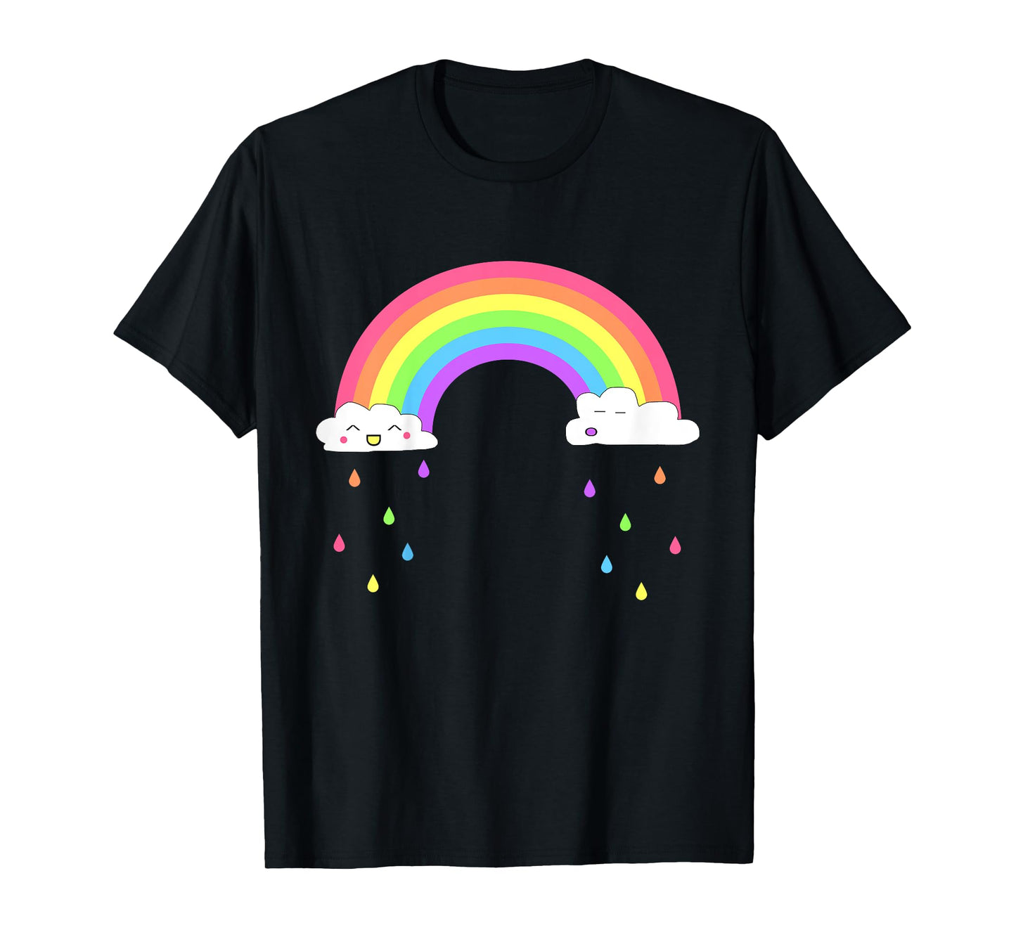 Kids Smiling Happy Rainbow Raining Clouds Cute T-Shirt for Girls T-Shirt