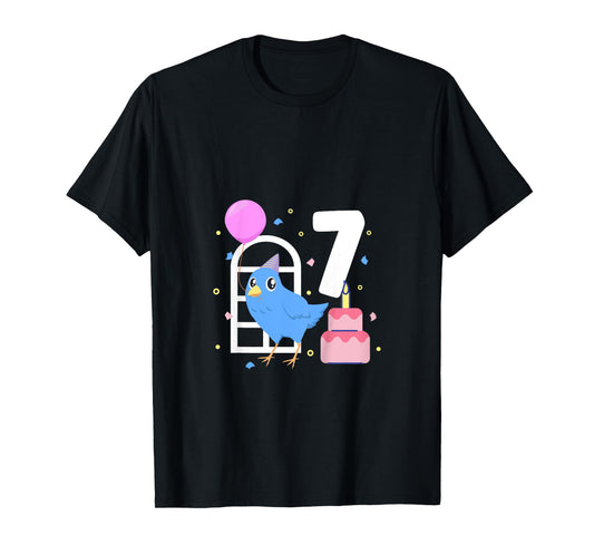 Kids I am 7 with bird - kids birthday 7 years old T-Shirt