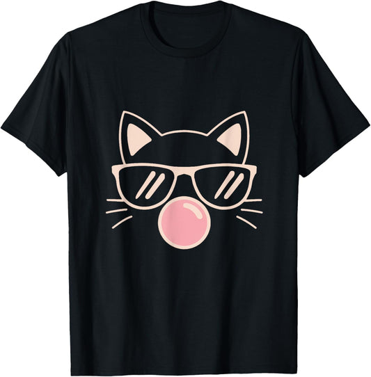 Cute Cat Graphic Bubble Gum Cat Lover Cat Mom Cat Dad T-Shirt