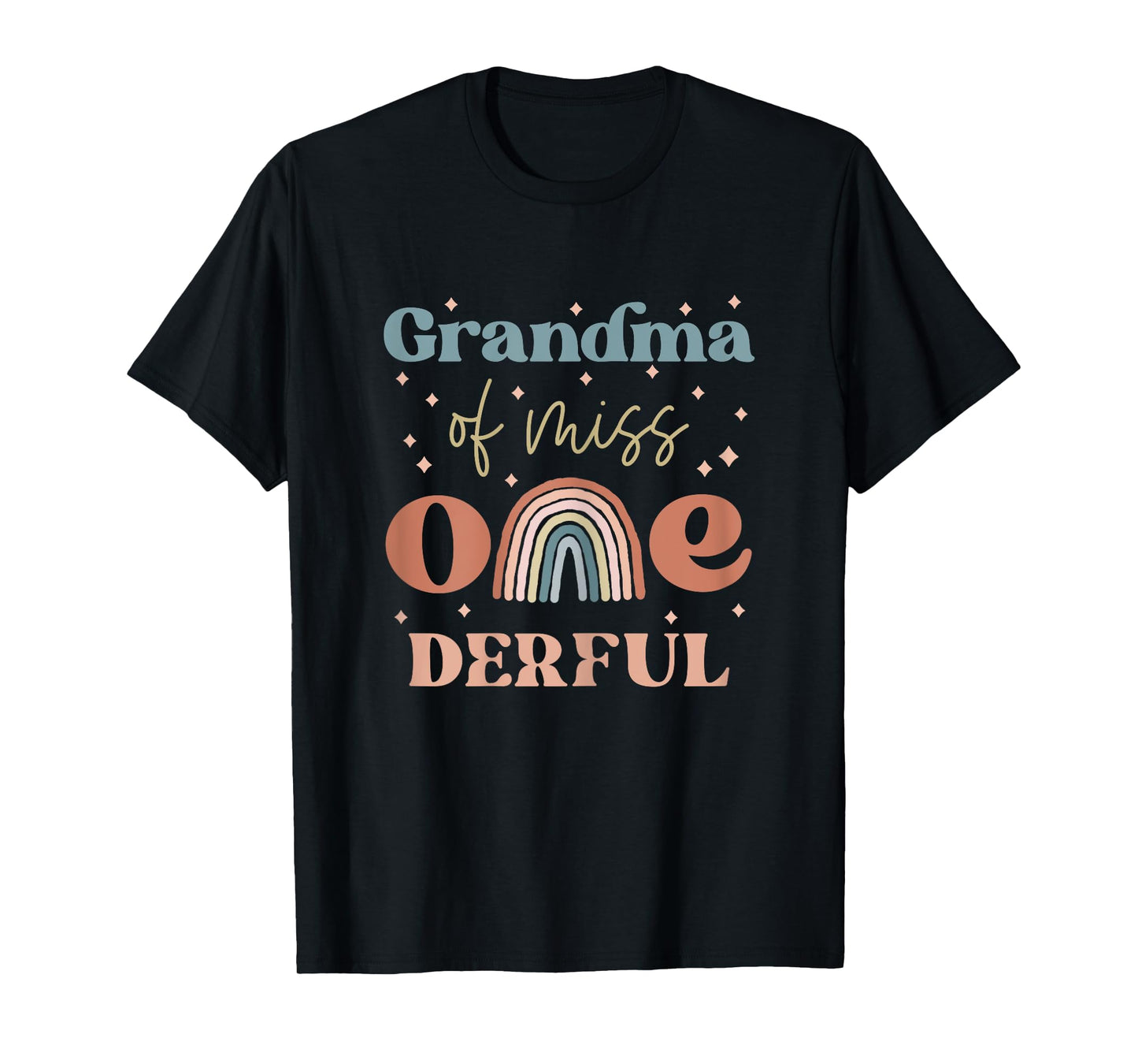 Grandma of Miss Onederful Boho Rainbow 1st First Birthday T-Shirt