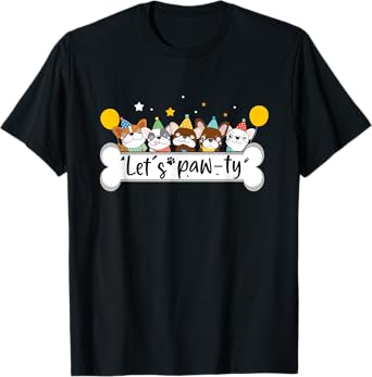 Dog Mom Birthday Dog Bday Boy Girl Let's Pawty Birthday T-Shirt