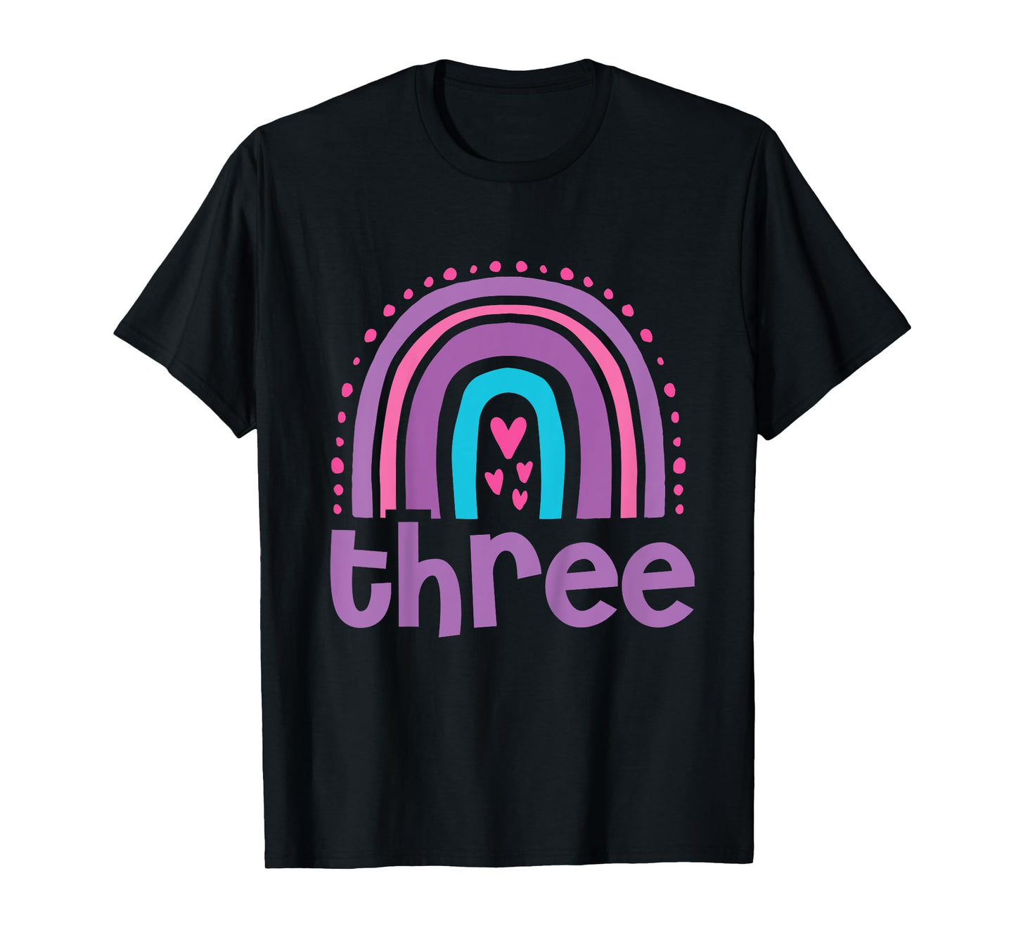 Girl's 3rd Birthday Boho Rainbow Three 3 Years Old Birthday T-Shirt