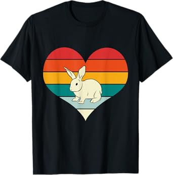 Rabbit Bunny Heart Valentines Day Gift Retro Rabbit T-Shirt