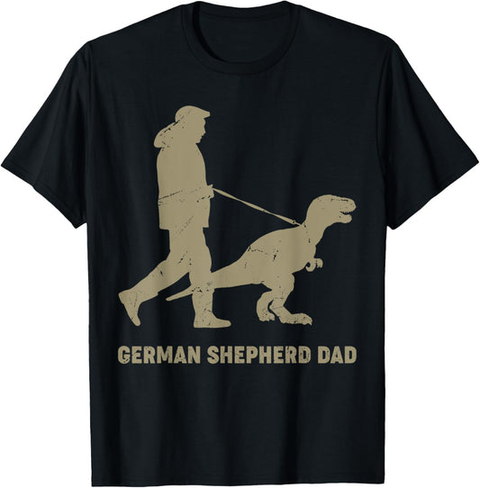 Retro German Shepherd Dad T Rex Dinosaur Daddy Father's Day T-Shirt