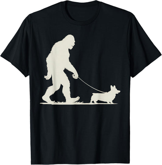 Bigfoot Sasquatch Corgi Dog Lover Funny Expedition Gift T-Shirt