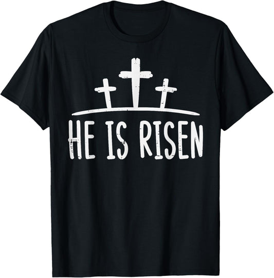 Easter He Is Risen Cross Religious Christian Men Women Kids T-Shirt