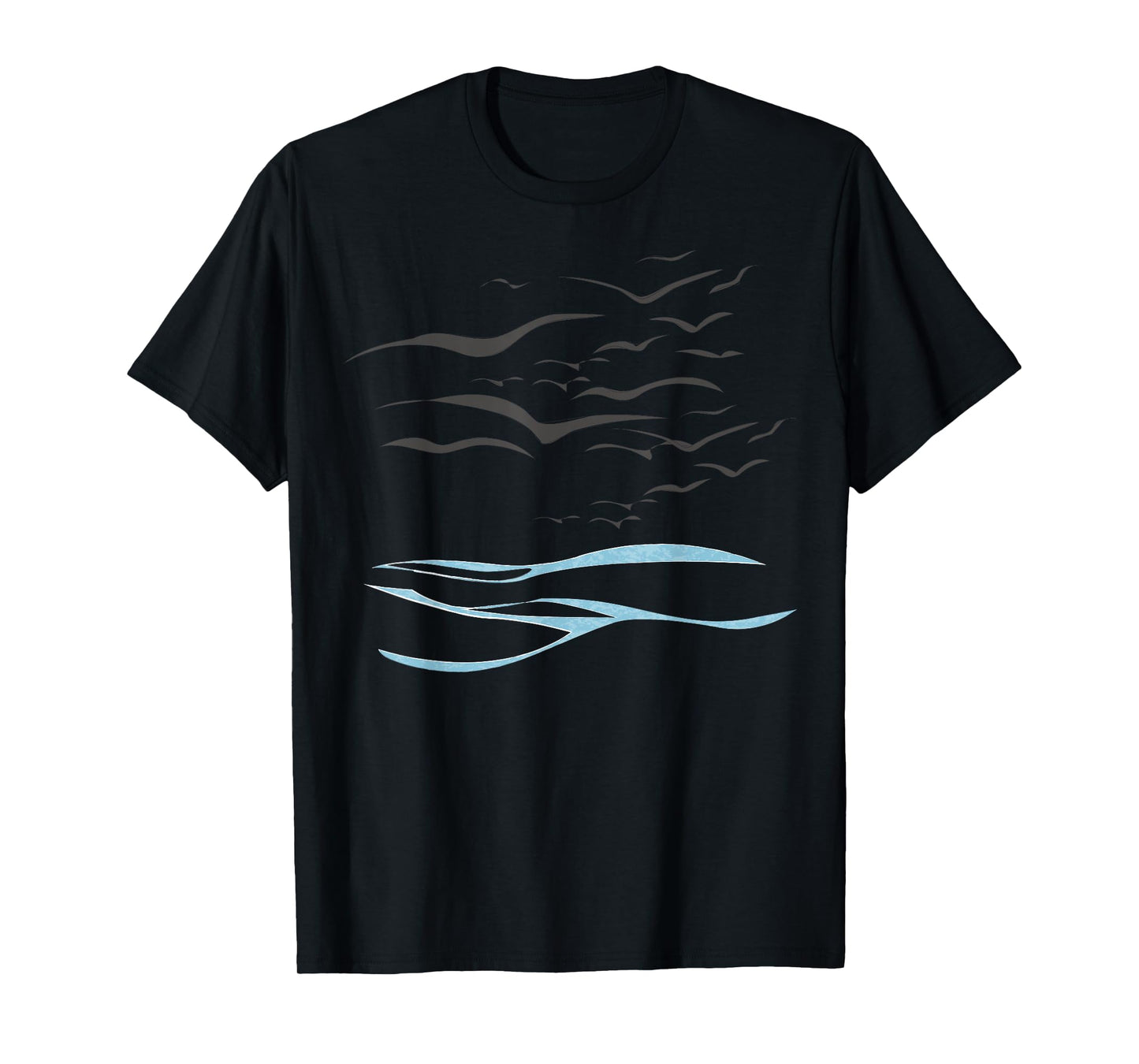 Flying Birds and Ocean Waves Relaxation Graphic Tee T-Shirt