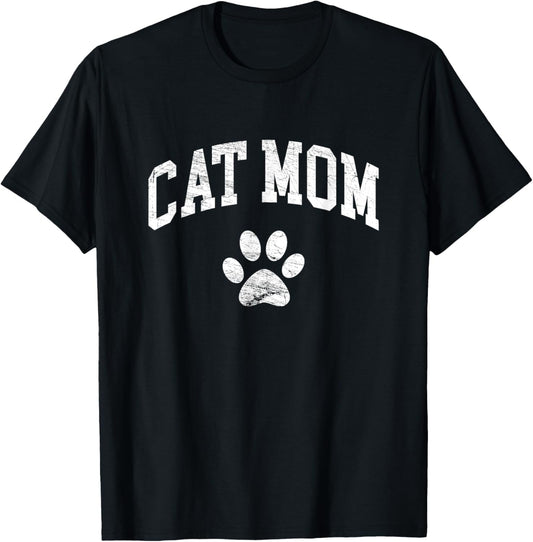 Cat Mom Vintage Distressed Design - Funny Cat Paw - Classic T-Shirt