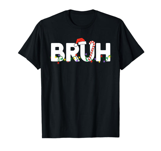 Bruh Christmas Kids Teens Boys Funny Christmas Santa Mens T-Shirt