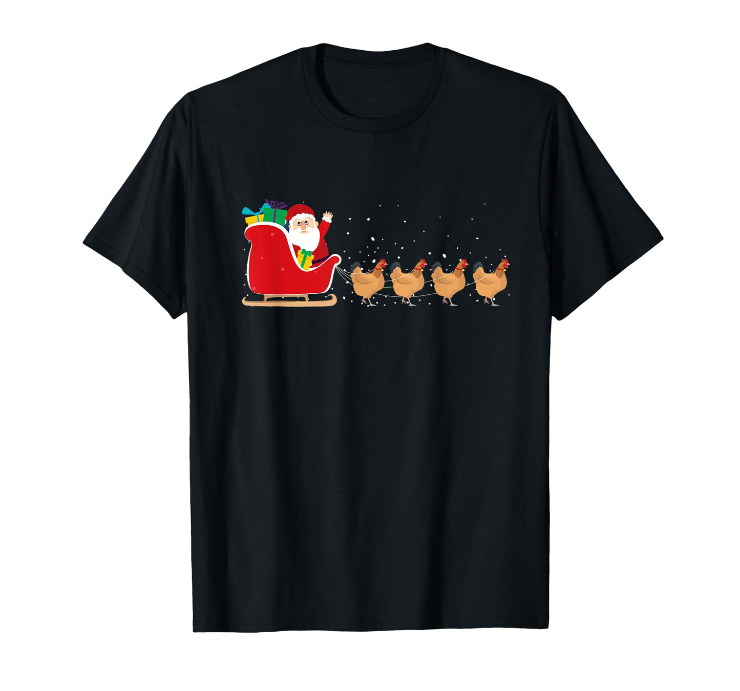 Chicken Santa Christmas Sleigh - Funny Chicken Xmas T-Shirt