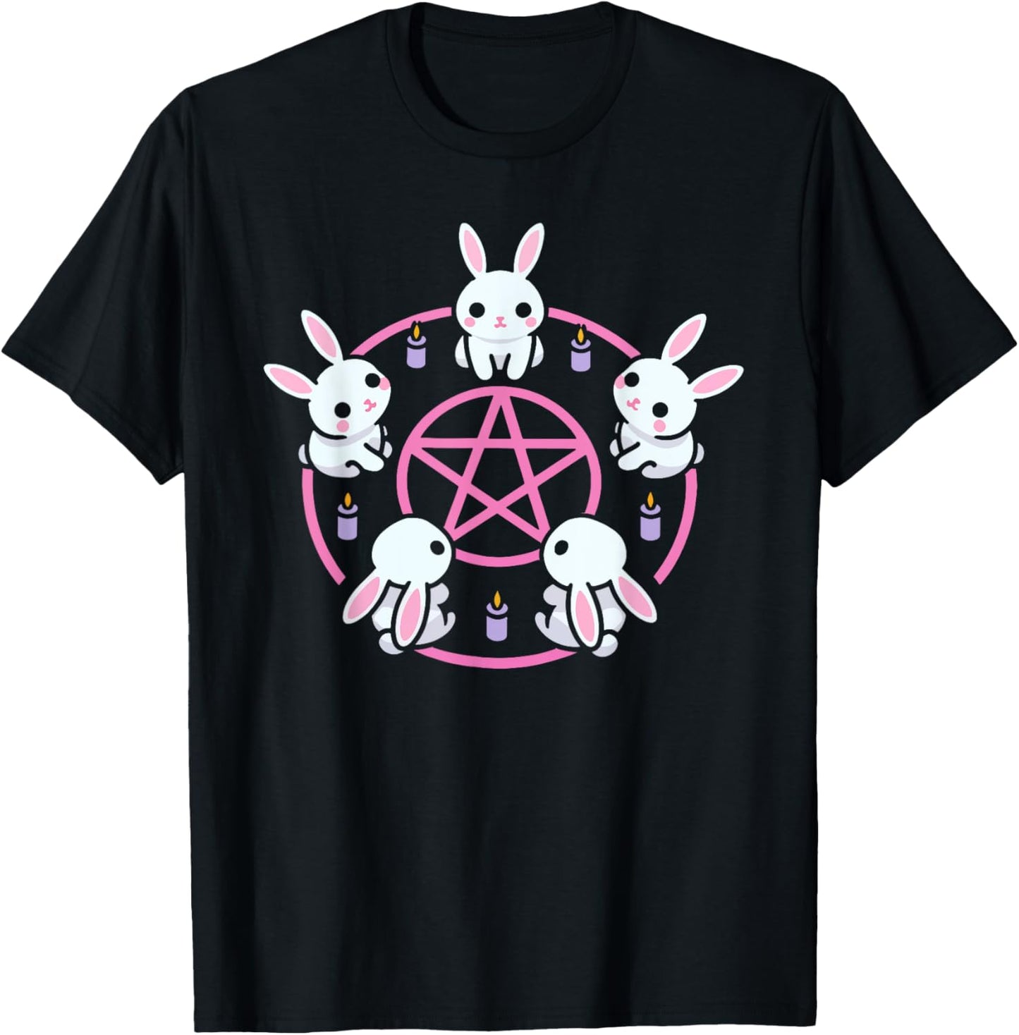 Bunny Rabbit Pentacle Pentagram Pink Pastel Goth Dark Humor T-Shirt