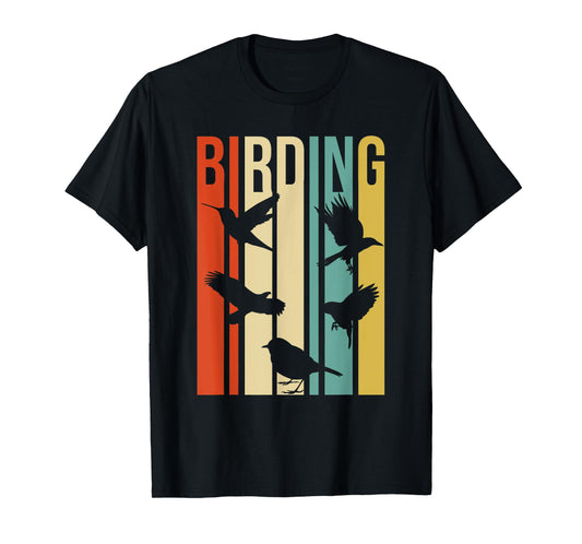 Vintage Style Birding T-Shirt For Birders With Birds T-Shirt