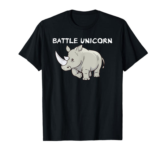 Battle Unicorn Awesome Funny Cute Unicorn Rhino Tee Nerdy T-Shirt