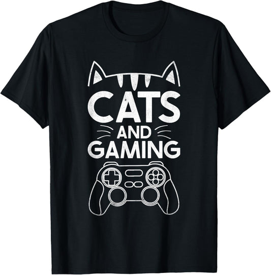 Cats And Gaming Funny Cat Lover Gaming Gift Gamer T-Shirt