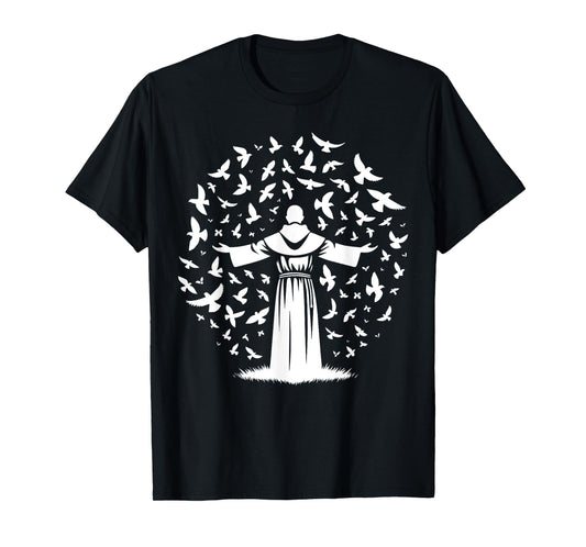 St Francis of Assisi Patron Saint of Animals Birds Catholic T-Shirt