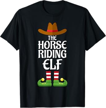 Horse Riding Elf Family Matching Group Christmas T-Shirt