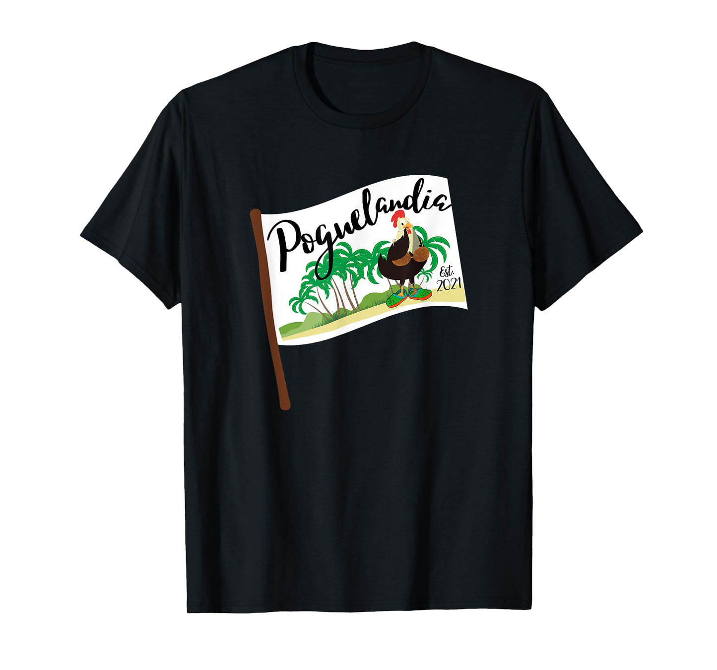 Bliss and Co. Tees Poguelandia Flag with Chicken in Coconut Bra Grey Women's T-Shirt Small