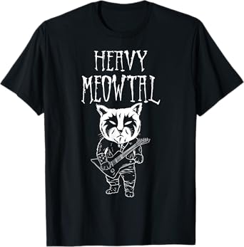 Heavy Metal Headbanger, Guitar, Cat Playing Guitar, Meowtal T-Shirt
