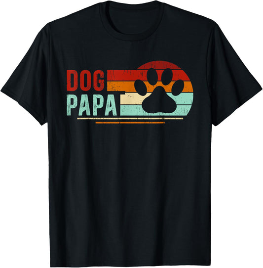 Dog Papa Retro Dog Lover Papa Dog Owner Papa T-Shirt