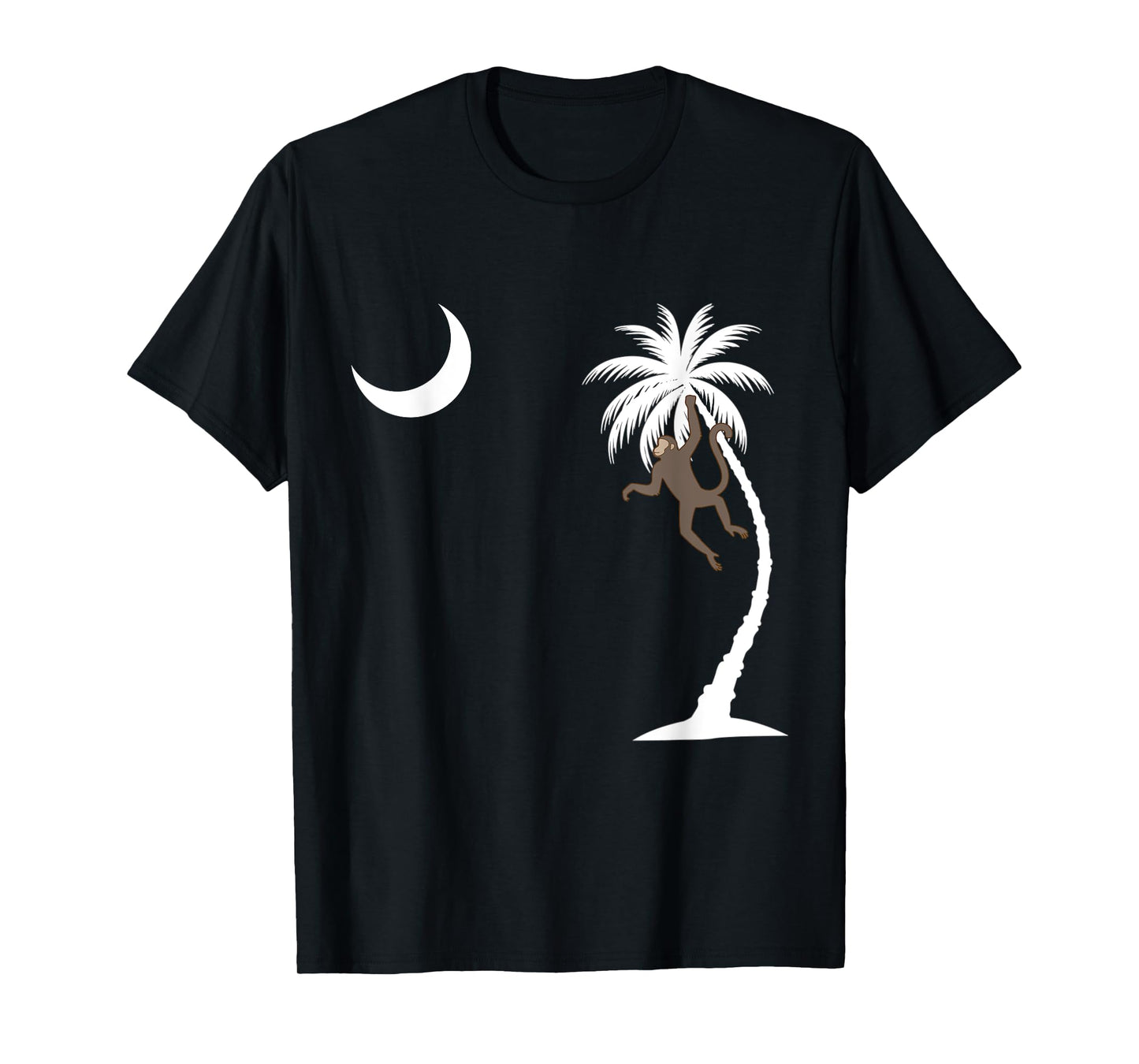 Monkey in a Palm Tree looking at a crescent moon SC Flag T-Shirt