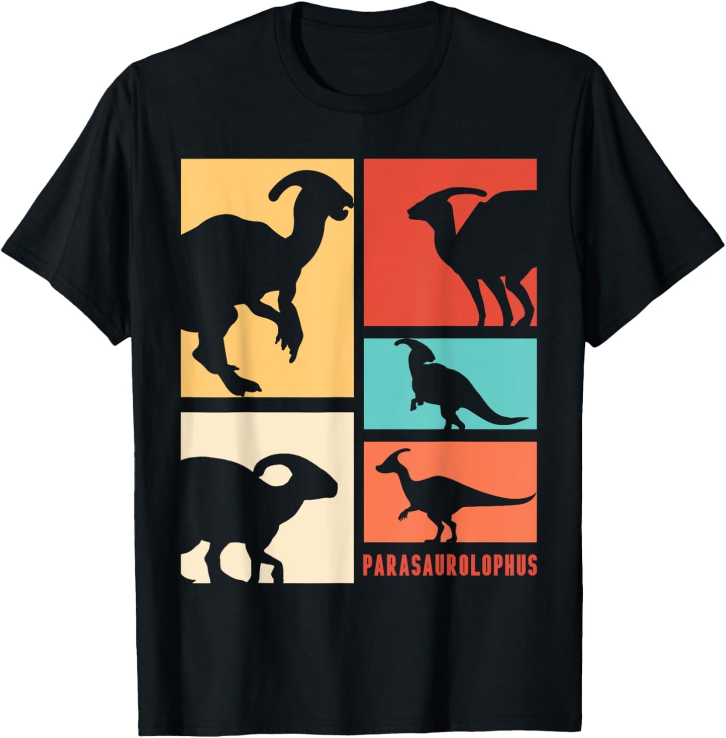 Parasaurolophus Dinosaur Parasaurolophuses Silhouette Retro T-Shirt