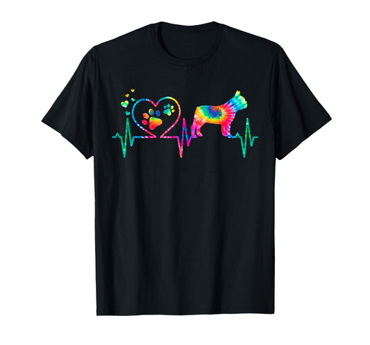 Frenchie French Bulldog Mom Dad Heartbeat Tie T-Shirt for Men Women Girls Kids
