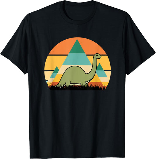 Brontosaurus - Cute Funny Dinosaurs Kawaii Retro Sunset T-Shirt