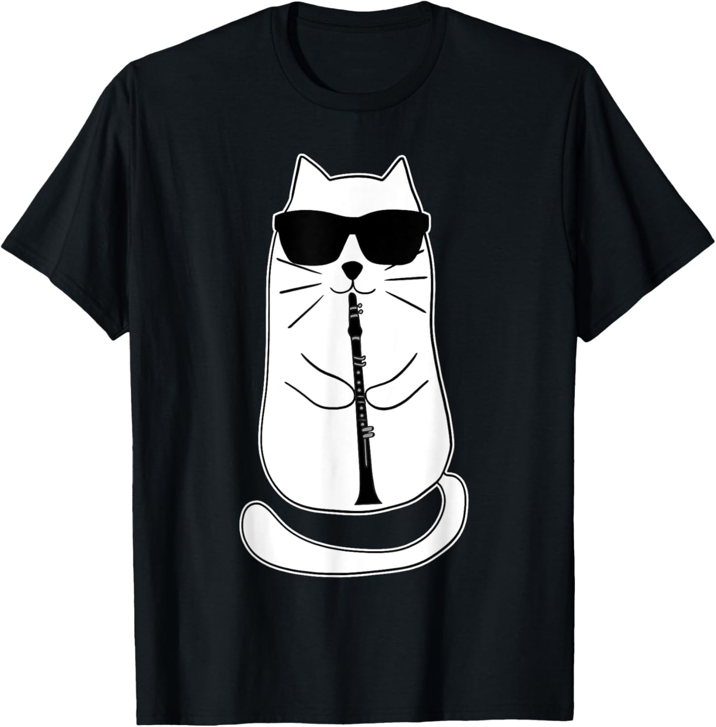 Cat With Sunglasses Musician Retro Vintage Unisex T-Shirt Black Small