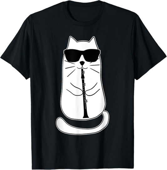 Cat With Sunglasses Musician Retro Vintage Unisex T-Shirt Black Small