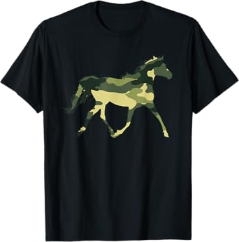 Military Horse Camo Men Print US Hare Mare Pony Veteran Gift T-Shirt