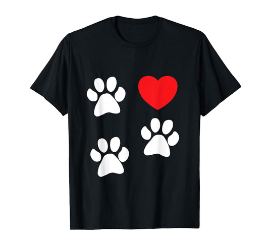 Tripod print 3-Legged Dog Amputee Love Paws Heart T-Shirt