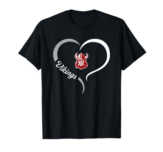 Lowndes Vikings Logo Half Heart Slogan HS T-Shirt