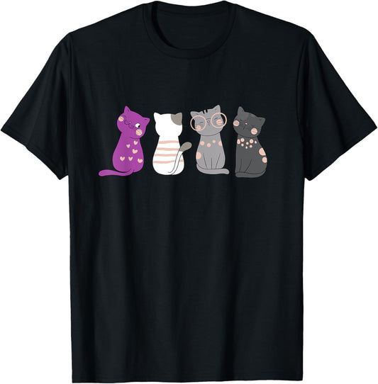 Asexuality Ace Flag Kawaii Cat Lover Gift Equality Asexual T-Shirt