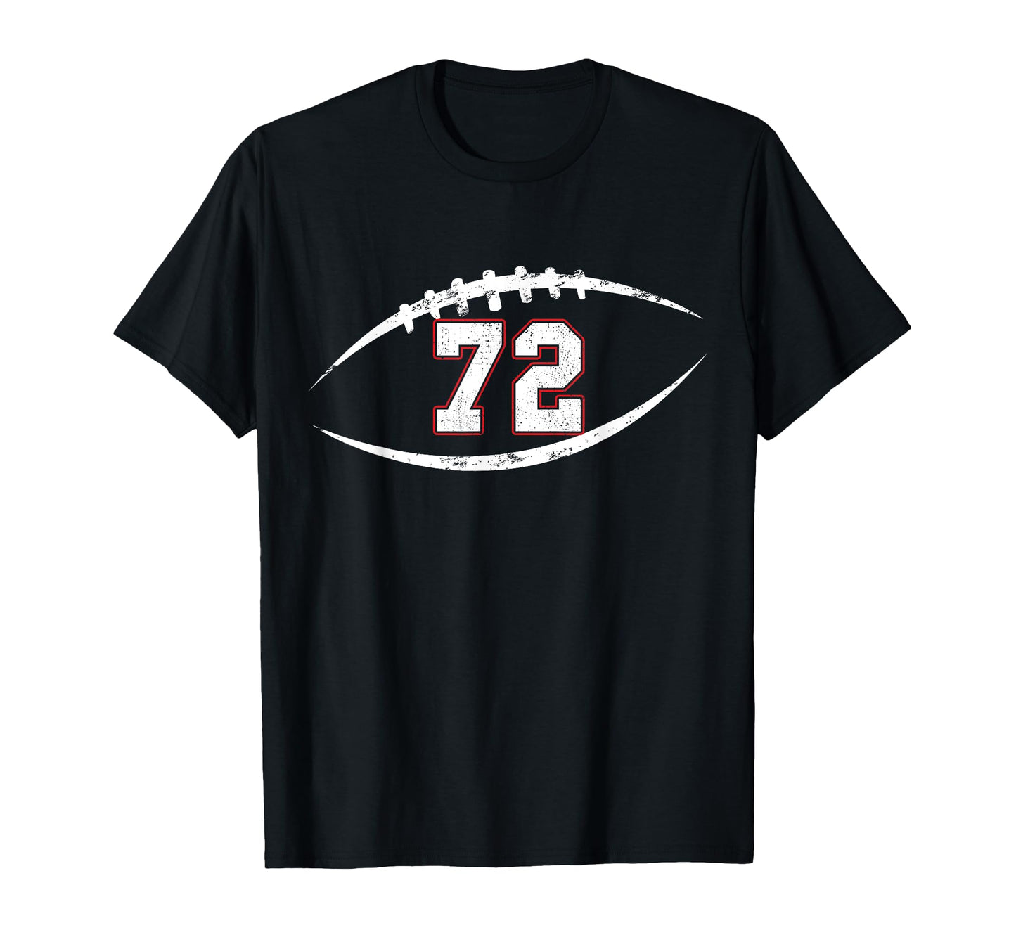 72 Number Vintage Football Player 72 Lucky Number Birthday T-Shirt