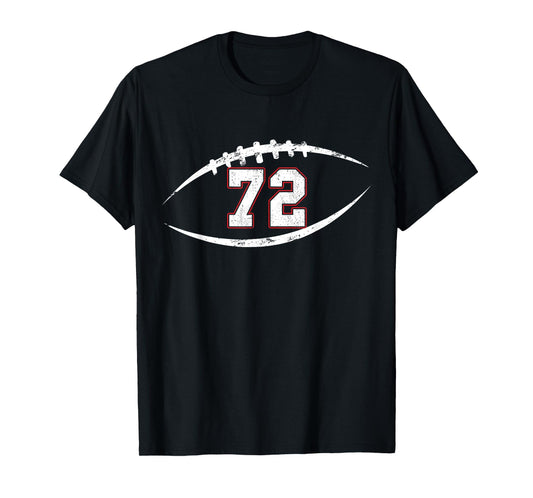 72 Number Vintage Football Player 72 Lucky Number Birthday T-Shirt