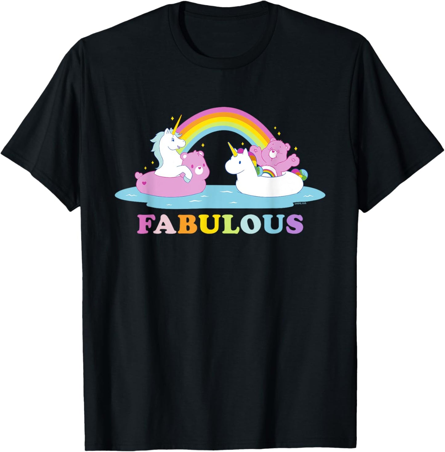 Care Bears Rainbow Fabulous With Cheer Bear And Unicorn T-Shirt
