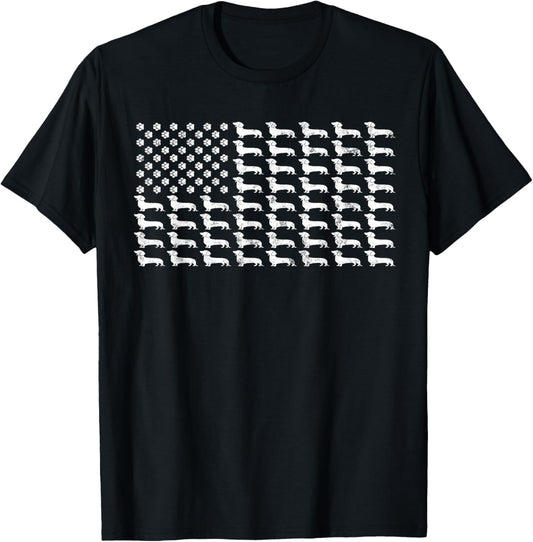 American Flag Dachshund Patriotic Dog Dad Mom 4th Of July T-Shirt