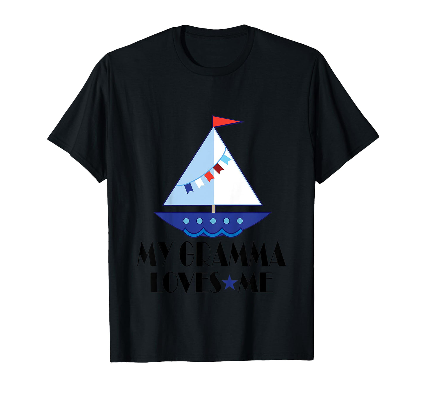 Kids My Gramma Loves Me Grandson Sailboat T-Shirt