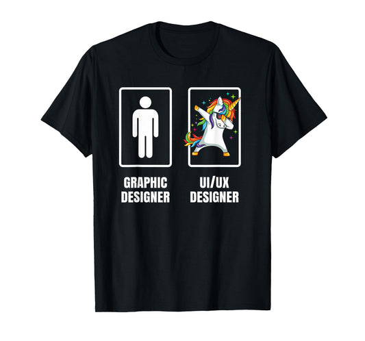 Dabbing Unicorn Graphic Designer UI UX Designer Illustration T-Shirt