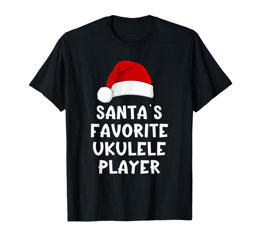 Christmas Santa's Favorite Ukulele Player Funny Xmas Pajama T-Shirt