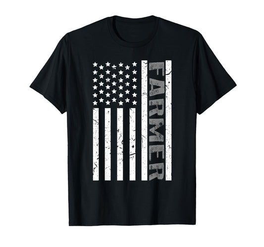 4th Of July Farmer American Farm Cow Tractor Flag Patriotism Women Kids Men T-Shirt