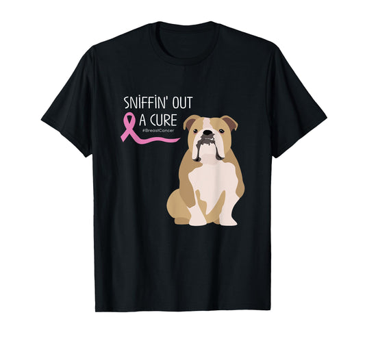English Bulldog Dog Lover Breast Cancer Awareness T-Shirt